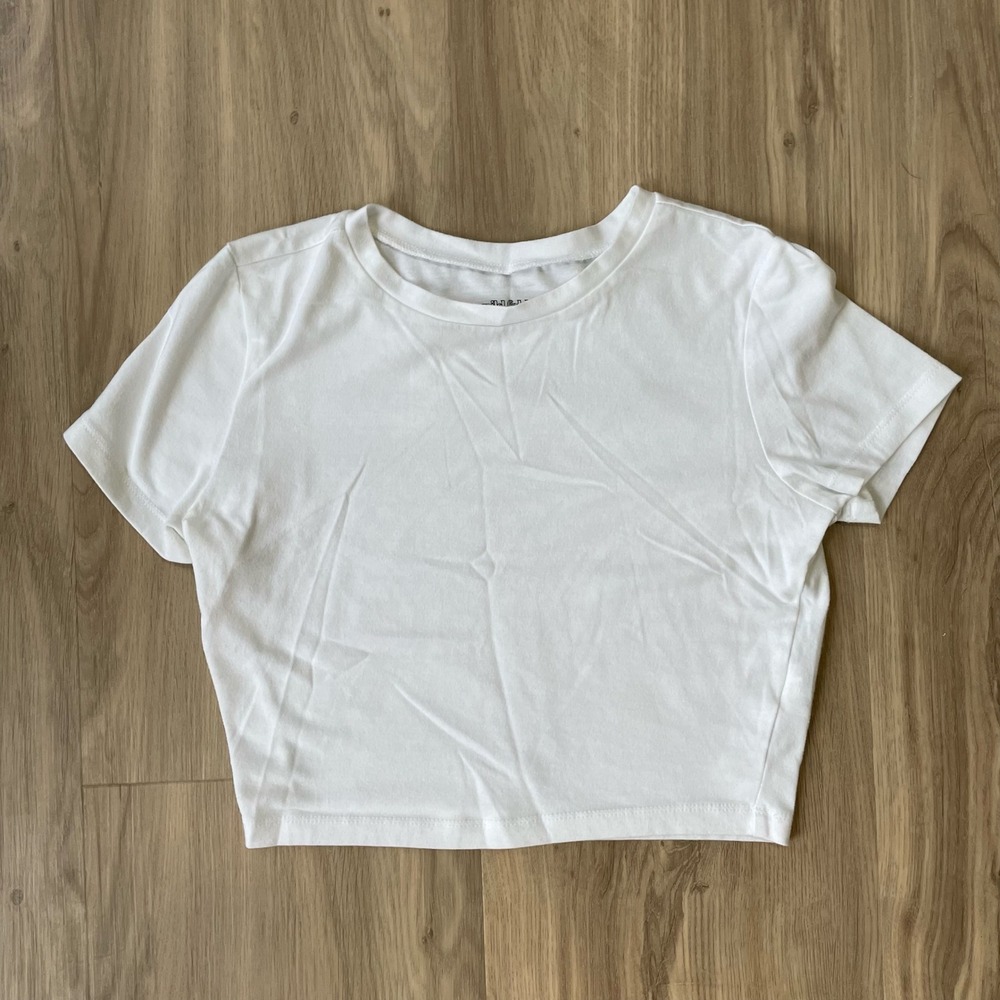 Wild Fable White Short Sleeve Crop Top